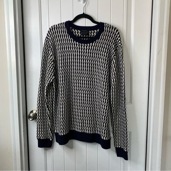 Magaschoni wool textured crew neck sweater size XL men's quiet Luxury minimalist - Picture 1 of 4